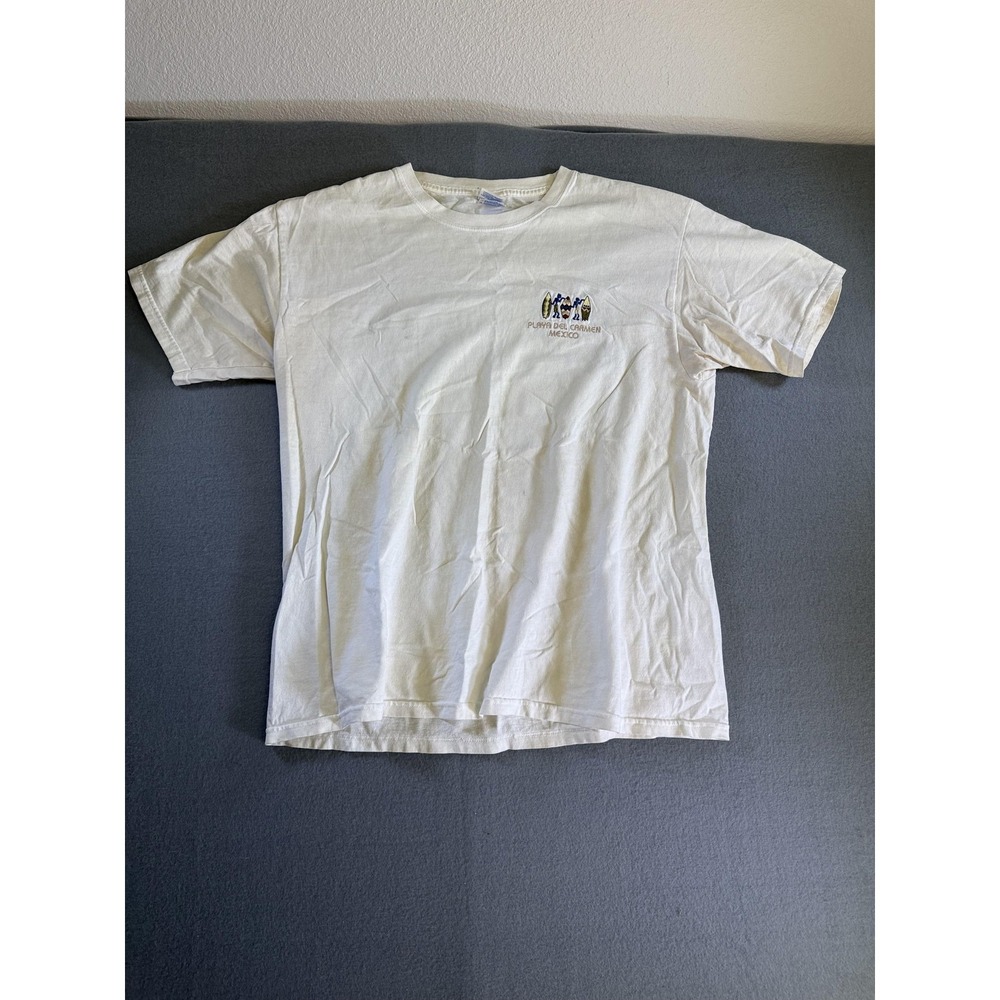 Yazbek Shirt Mens Large White Playa Del Carmen Mexico Embroidered Souvenir